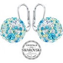 SILVEGO strieborné náušnice guličky so Swarovski Crystals tyrkysovo modrá B36120tyrb