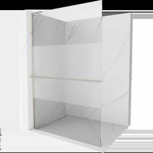 Mexen Kioto+ L душ-стена с рафт Walk-in 110 x 200 см, прозрачен/матов, четкан никел - 800-110-123-97-35 (800-110-123-97-35)
