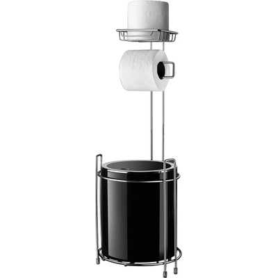 Metalife Стойка за тоалетна с кош Metalife AKB-755S, 5 литра, 63х21 см, Тоалетна хартия, Черен/хром (9MTAKB755S)