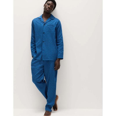 Marks & Spencer Пижамен комплект с шалски принт, от чист памук Marks & Spencer син Marks & Spencer | Sin | МЪЖЕ | S