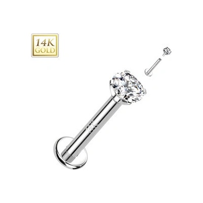 Šperky4U zlatý piercing do brady labreta zirkon ZL01245-1206-WG
