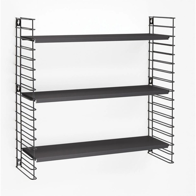 Trojposchodový regál s čiernymi policami Metaltex Libro, šírka 70 cm