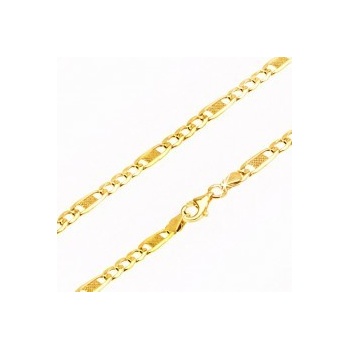 Šperky eshop Retiazka zo žltého zlata, tri oválne očká a jedno dlhšie s mriežkou GG69.31