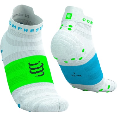 COMPRESSPORT Pro Racing Socks v4.0 Ultralight Run Low white norse blue neon green