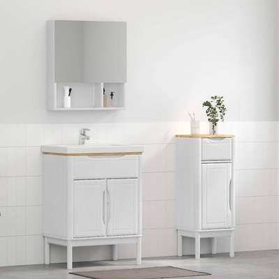 vidaXL Комплект мебели за баня с чекмедже FLORO 2 pcs Бяло Солиден бор (3385880)