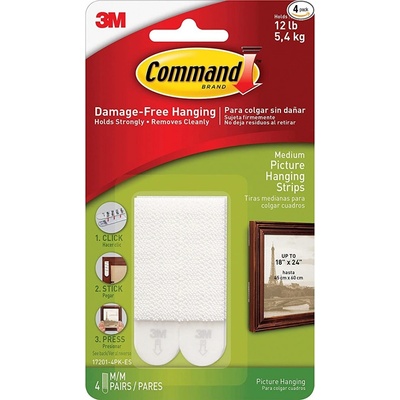 17204WHI-4-PTGR Command velké závěsné proužky 3M na obrazy, nosnost 5,4 kg