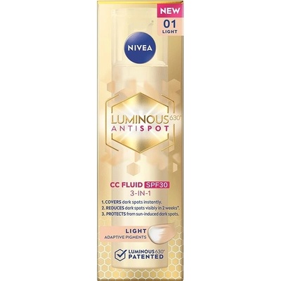 Nivea Luminous630 CC krém 3 v 1 světlý s OF 30 40 ml – Zbozi.Blesk.cz