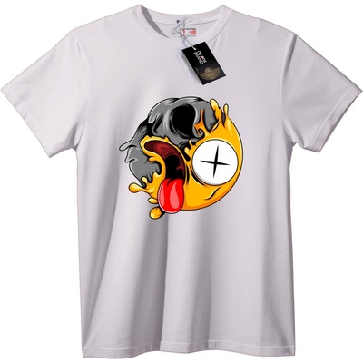 NOONEBRAND Тениска Горящ Skull Кръст - 2XL, White