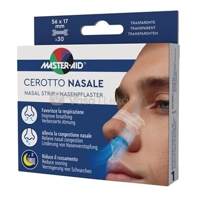 Master Aid Nosové náplasti na uľahčenie dýchania 56 x 17 mm 30 náplastí