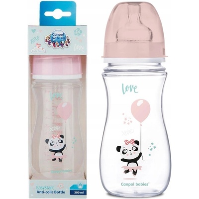 Canpol babies antikolik fľaštička so širokým hrdlom Exotic Animals ružová 300 ml