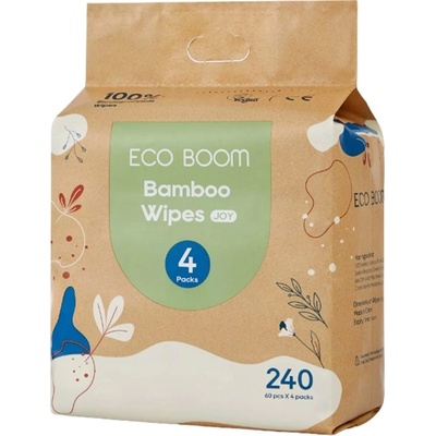 Eco Boom Бамбукови мокри кърпички Eco Boom - Joy, 16 х 20 cm, 240 броя (ECO BOOM)