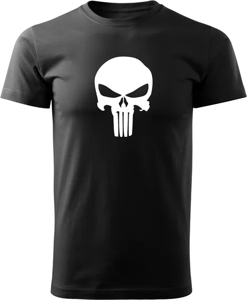 DRAGOWA Тениска с къс ръкав Punisher, черна, 160 г/м2 (AM00360)