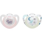 Nuk Светещи силиконови залъгалки NUK - Star Night & Day, 0-6 м, За момиче, 2 броя (10175286) - baby