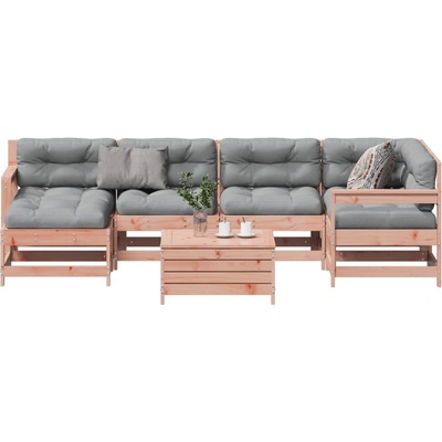 vidaXL Градински комплект с възглавници, 7 части, дугласко дърво масив (3250946)