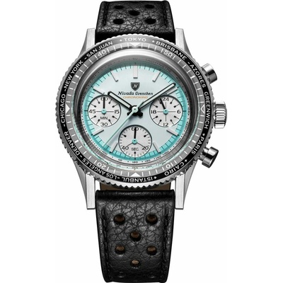 Nivada Grenchen Chronoking Racing Grey – Inter. Bezel - Black Racing Strap