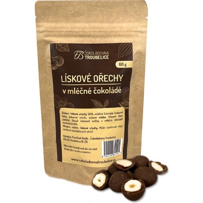 Čokoládovna Troubelice Lískové ořechy v mléčné čokoládě 150 g