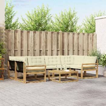 vidaXL Комплект дивани за открито 7 pcs Бяло и кремаво 79 x 79 x 37 см (3388468)