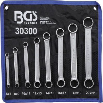 BGS technic Súprava obojstranných očkových kľúčov extra ploché 6-22 mm 8 ks BGS 30300