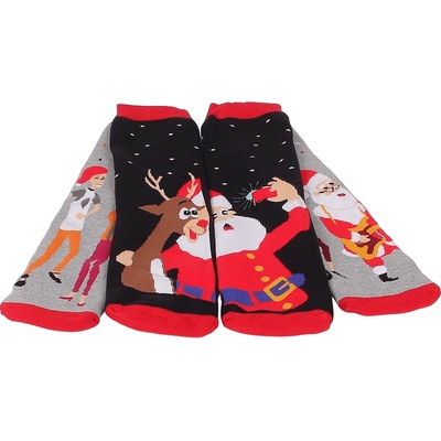 Коледни дамски термо чорапи в сиво и черно - 2 броя