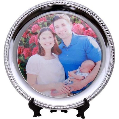 FotoDarky Mělké talíře 25cm kov vzor linky