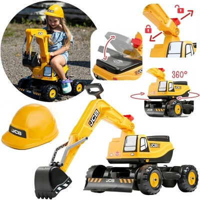 Falk Dětská šlapací koparka JCB s otočným ramenem a přilbou