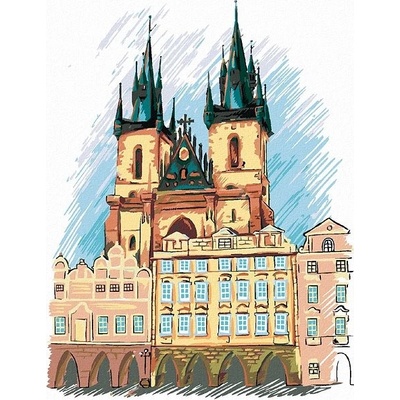 zuty Malování podle čísel Týnský chrám Praha 80 x 100 cm vypnuté plátno na rám