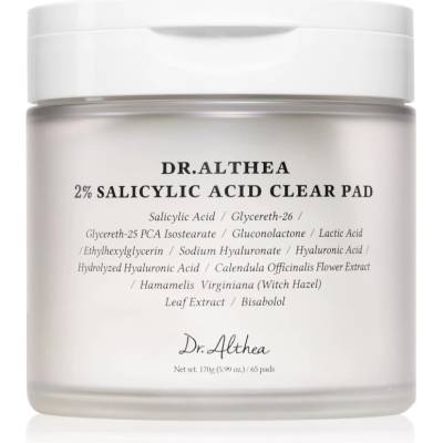 Dr. Althea 2% Salicylic Acid Clear Pad ексфолиращи почистващи възглавнички със салицилова киселина 65 бр