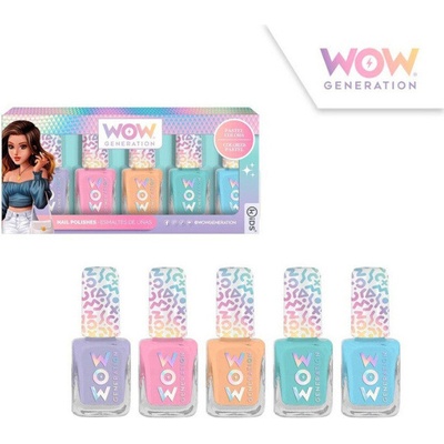 KIDS LICENSING Sada piatich pastelových lakov na nechty WOW WOW00018