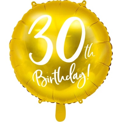 PartyDeco Fóliový balón 30tka zlatý 45 cm