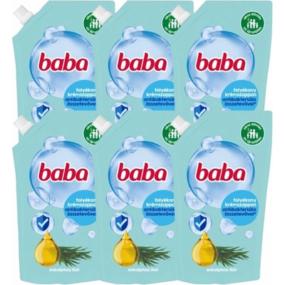 Baba tekuté krémové mydlo náhradná náplň s antibakteriálnou zložkou eukalyptus 6 x 500 ml