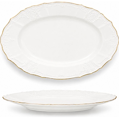 Bernadotte servírovací ovál biela zlatá linka 340 mm, Thun 1794