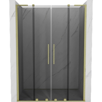 Mexen Velar L Duo плъзгащи душ врати 160 см, графит, златни матирани - 871-160-003-42-55 (871-160-003-42-55)
