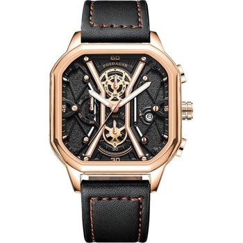 Poedagar Часовник poedagar ge-35016 - Черен / Златен / Розов kp35016 (ge-35016)