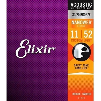 Elixir Acoustic Bronze 80/20 Nanoweb 11027 Custom Light