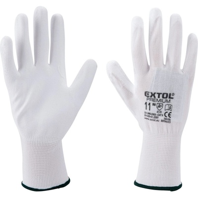 Extol Premium rukavice z polyesteru polomáčené v PU, bílé 8856632