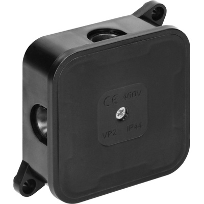 Nástenná rozvodná krabica ECO IP44 400V 4 gumové vývodky 85x85x35mm čierna