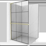 Mexen Kioto+ L душ панел с рафт Walk-in 110 x 200 cm, черна решетка, златисто матово - 800-110-123-55-77 (800-110-123-55-77)