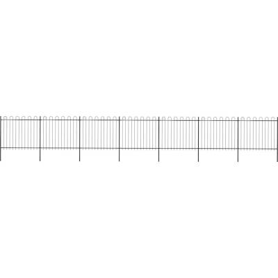 OMAXI Zahradní plot s obloukem nahoře ocelový 1172 x 150 cm černý 711010