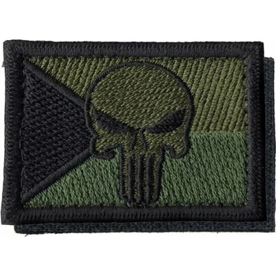 Nášivka: Vlajka Česká republika PUNISHER [55x38] [ssz] olivová | černá