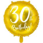 Party Deco Фолиев Балон с Надпис "30th Birthday", Златен (FB24M-30-019)