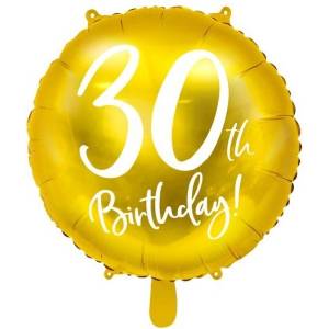 Party Deco Фолиев Балон с Надпис "30th Birthday", Златен (FB24M-30-019)
