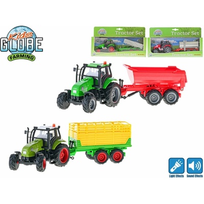 Kids GLOBE 510653 Traktor s vlečkou se světlem a zvukem 25 cm Cisterna
