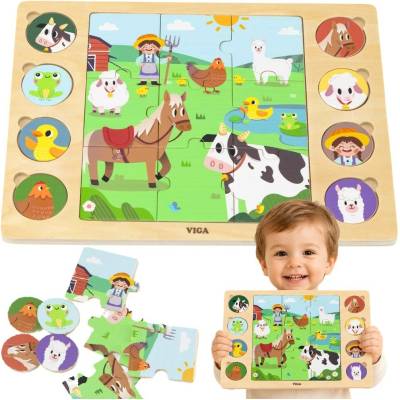 Viga Wooden Puzzle Guess By The Shadow Farm Jigsaw 17 ks
