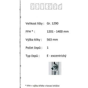 ROTO NX Lišta převodu konstantní Gr. 1290 / 1201-1400 / 1