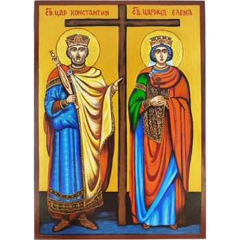 Image 1 of СПЕЦИАЛНА РЪЧНО РИСУВАНА ИКОНА СВЕТИ СВЕТИ КОНСТАНТИН И ЕЛЕНА