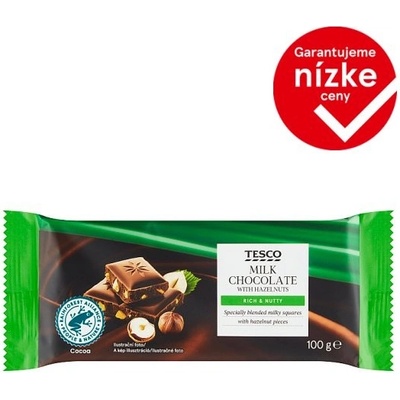 Tesco Mliečna čokoláda s lieskovými orieškami 100 g