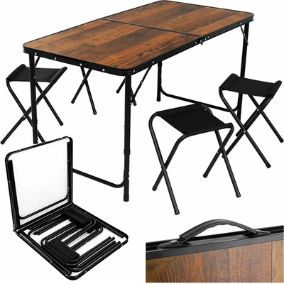 Gardlov 27304 Skládací kempingový set, stůl + 4 židle, hnědý – Zbozi.Blesk.cz