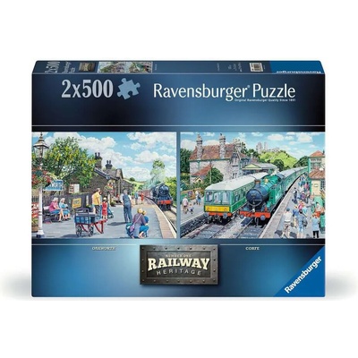 Ravensburger 2x500 Železničné dedičstvo č. 1 Stanica Corfe a stanica Oakworth 500 dielov