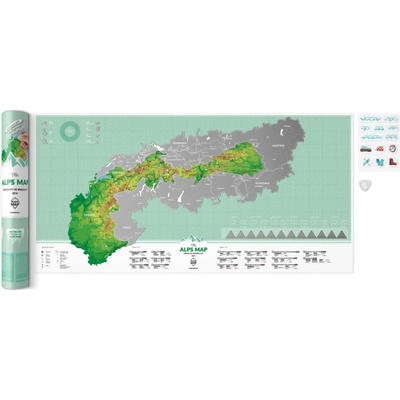 Stírací mapa Alp Travel Map - Mapa v dárkovém tubusu