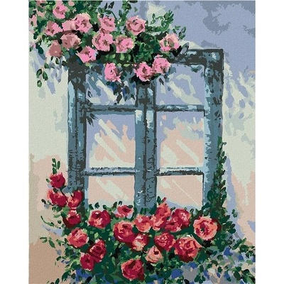 Zuty Malování Podle Čísel Růže U Okna 80 x 100 Cm Plátno Rám